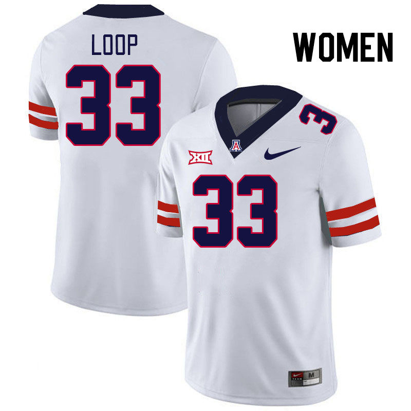 Women #33 Tyler Loop Arizona Wildcats Big 12 Conference College Football Jerseys Stitched-White